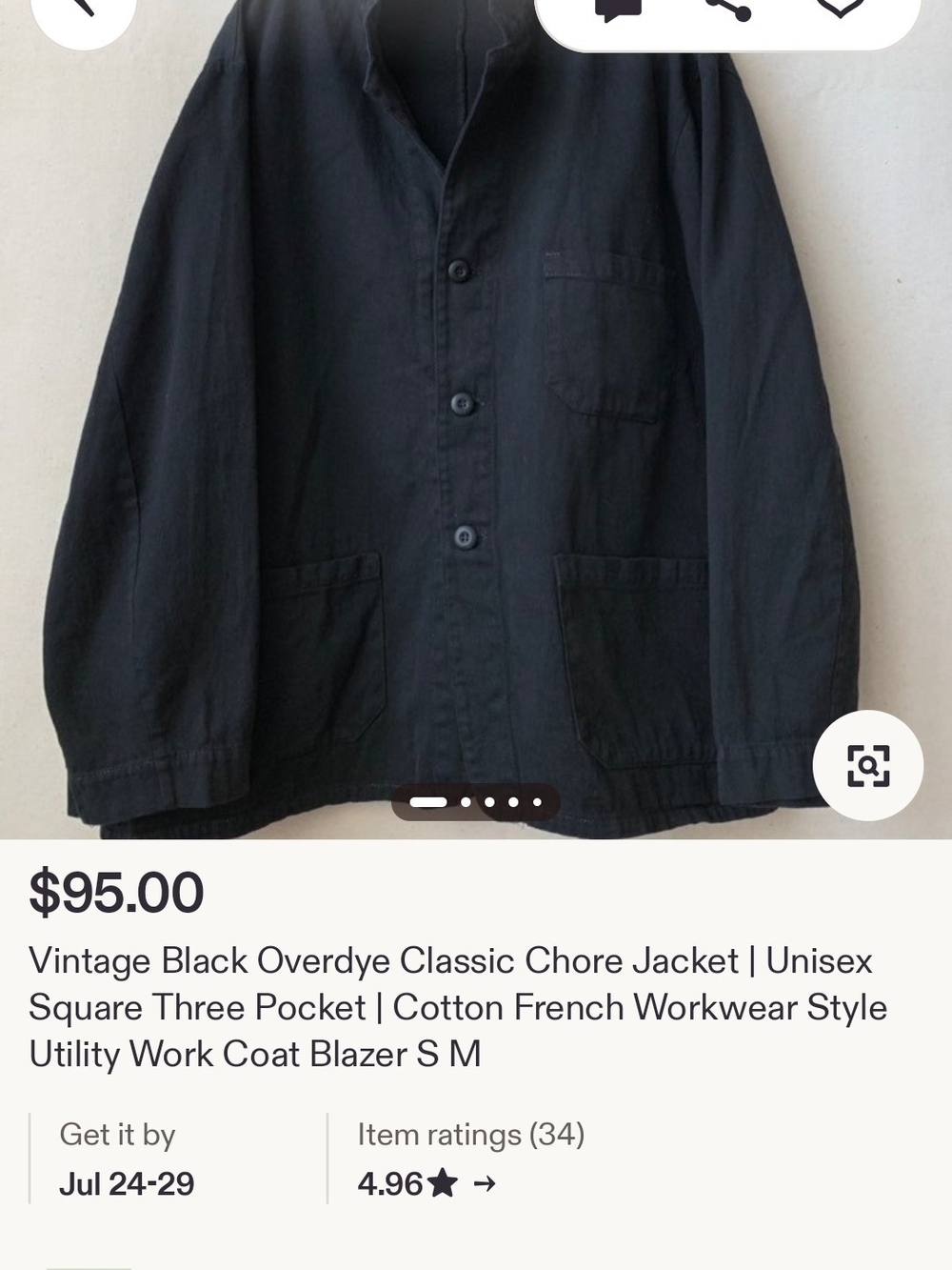 Unisex Black Chore Jacket - Classic French Workwear Style
